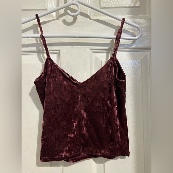 Forever 21 Crushed Velvet Lace-Up Plum Small Cami Top - Picture 6 of 6